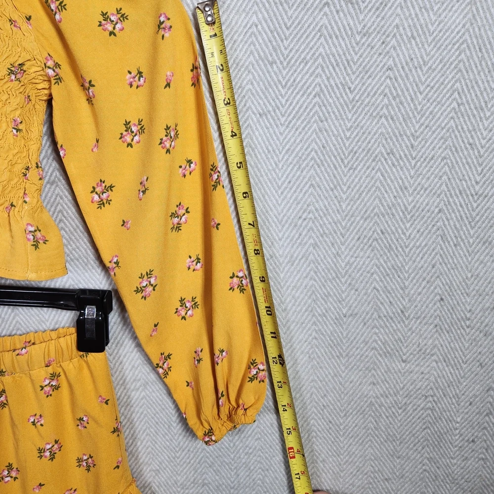 Btween Girls 8 Floral Yellow With Pink Two-Piece Set Top And Skirt - Picture 6 of 11